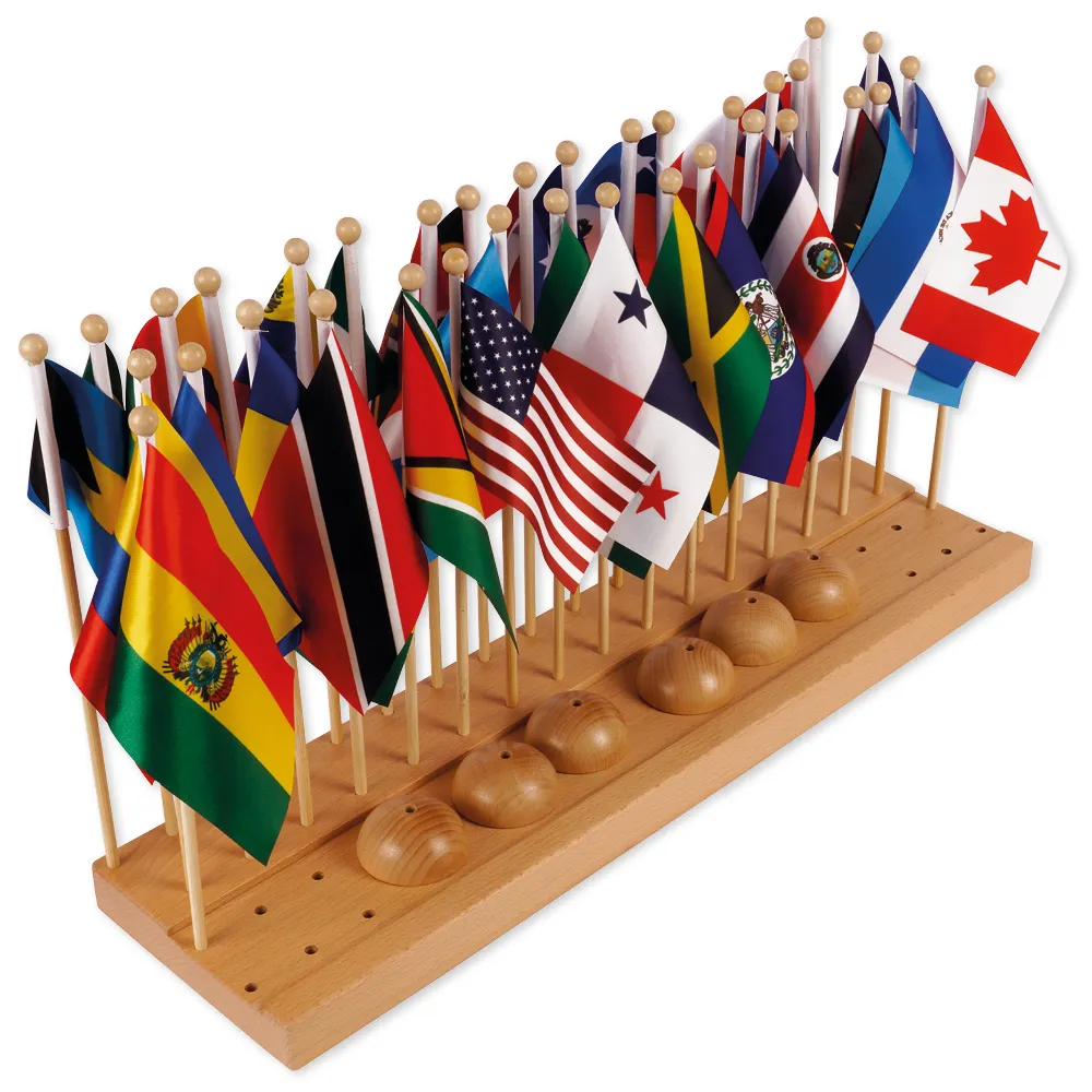 TimeTEX - Suport cu steaguri - America de Nord și de Sud "Montessori Premium"