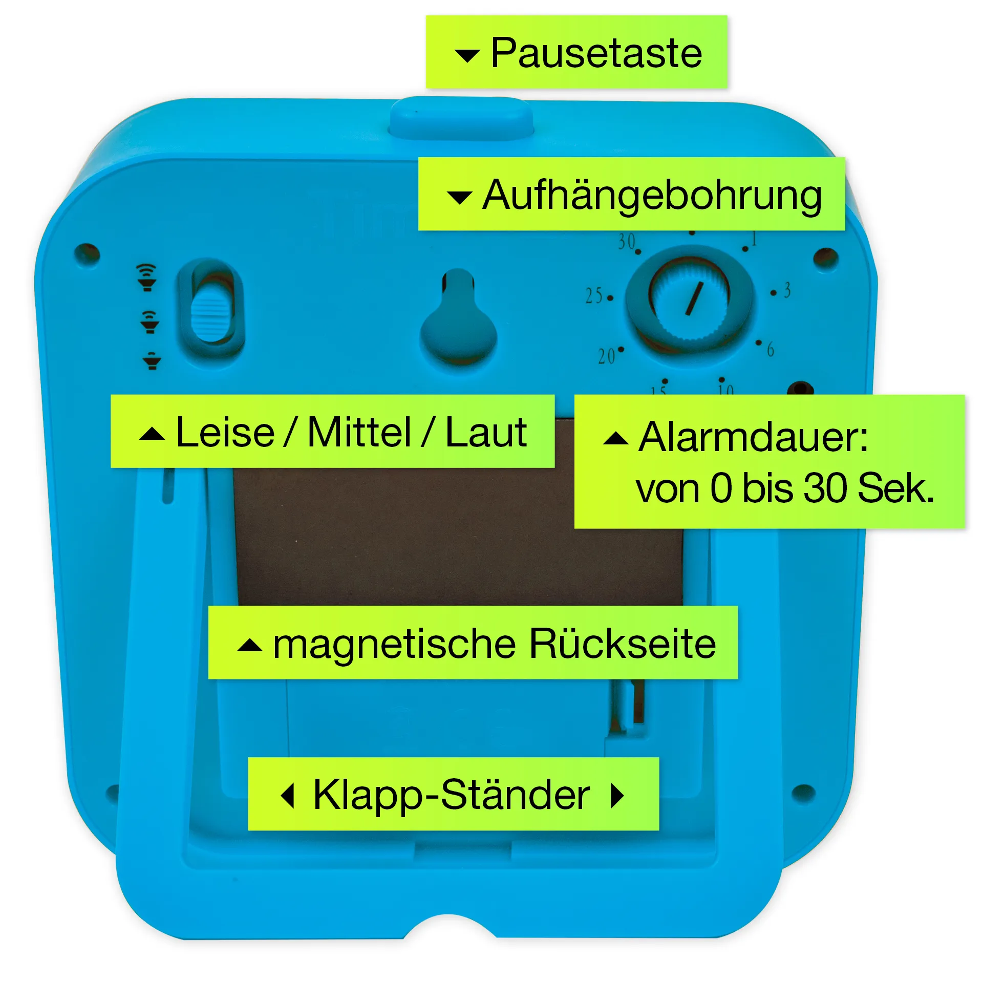 TimeTEX Zeitdauer-Uhr „lautlos“ ColorLINE, mit Pausentaste