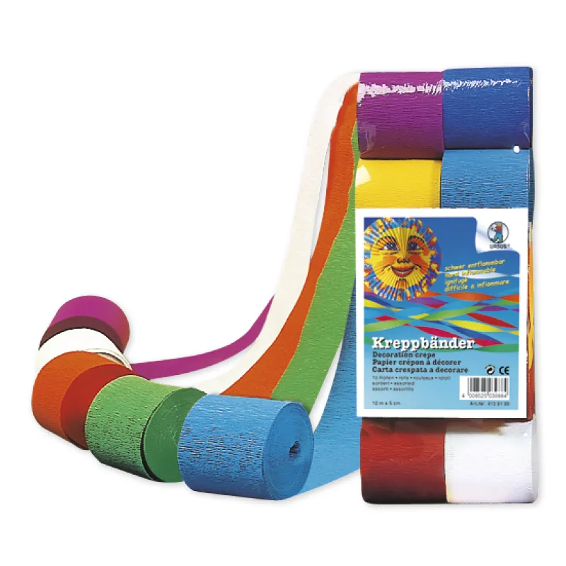 Kreppbänder, 10 Rollen à 5 cm x 10 m