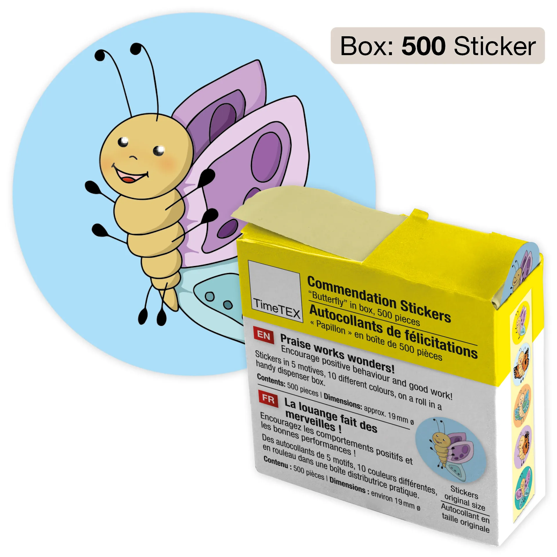 Lovdekaler "Butterfly" i dispenserlåda, 500 st