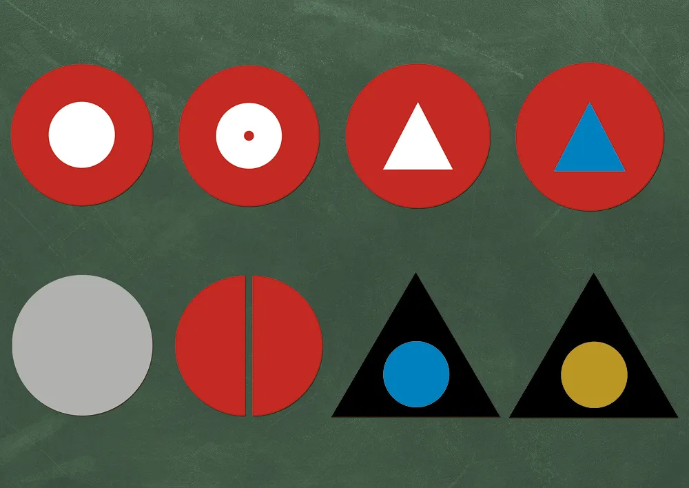 Orddelar symboler kompletterande set, magnetiska, 18 stycken. "Montessori Premium"