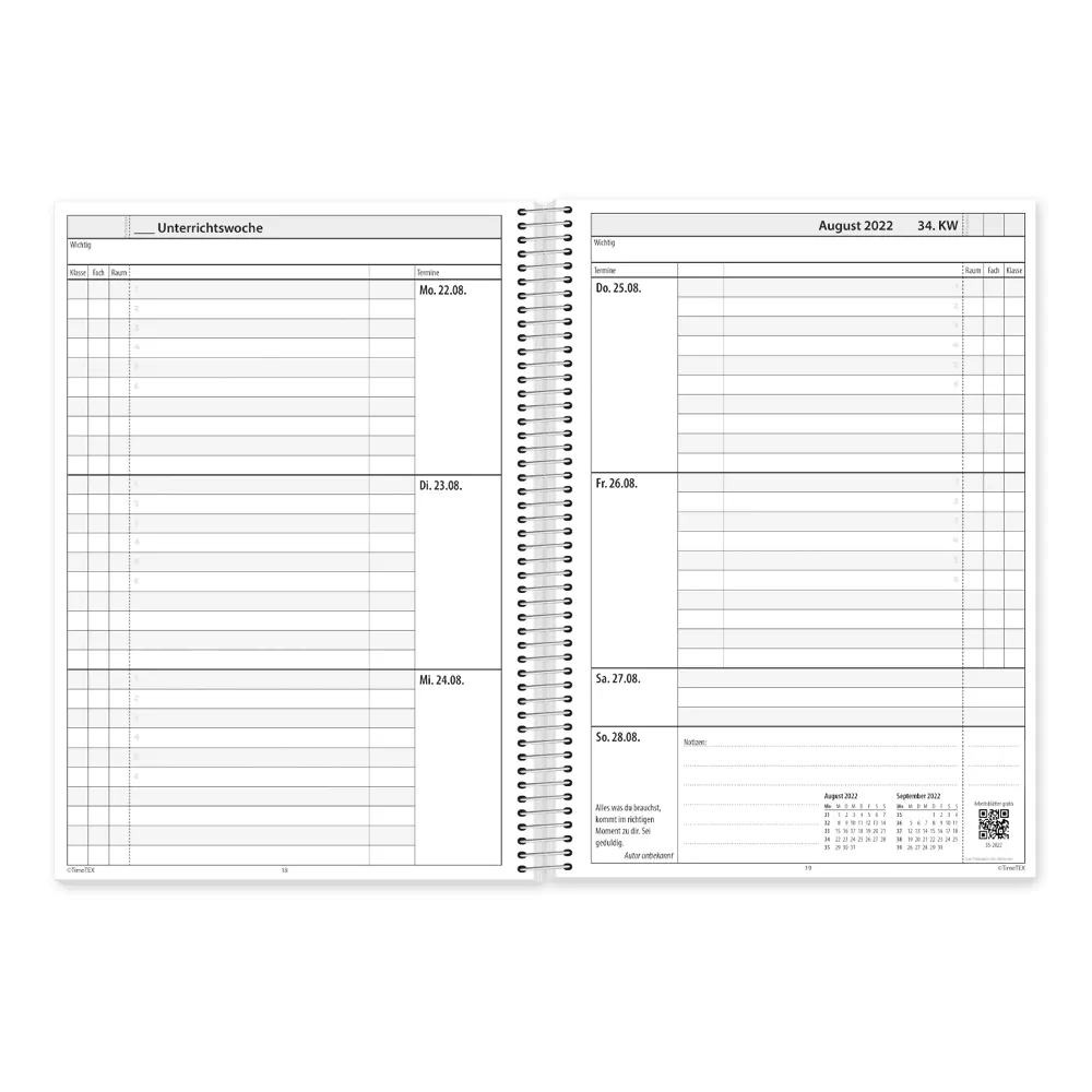 TimeTEX Trend-Schulplaner A4, 2026/2027, flamingo