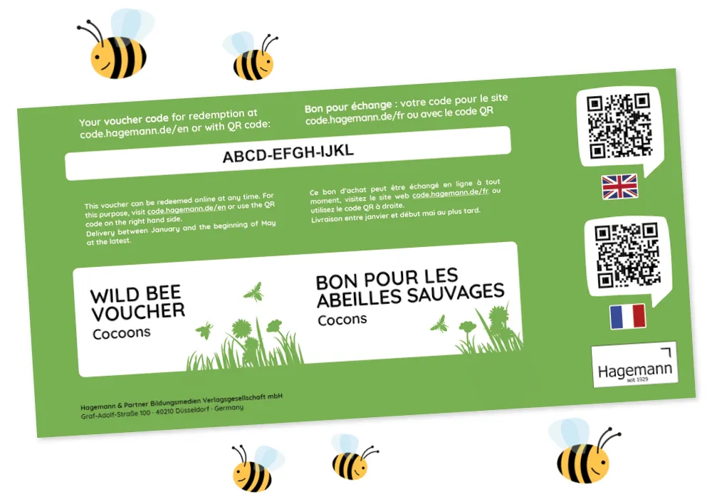 Nabestelvoucher wilde bijen, voor 50 cocons