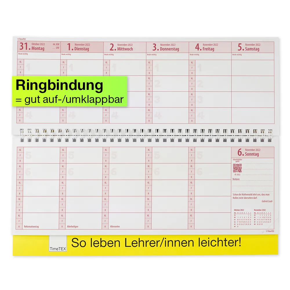 TimeTEX Tisch-Schulplaner 2025/2026, Querformat