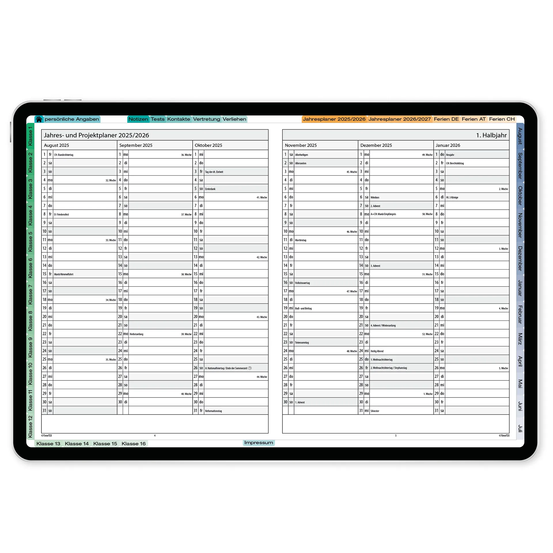 TimeTEX Digitaler Fachlehrer-Planer DigiPlan 2026/2027