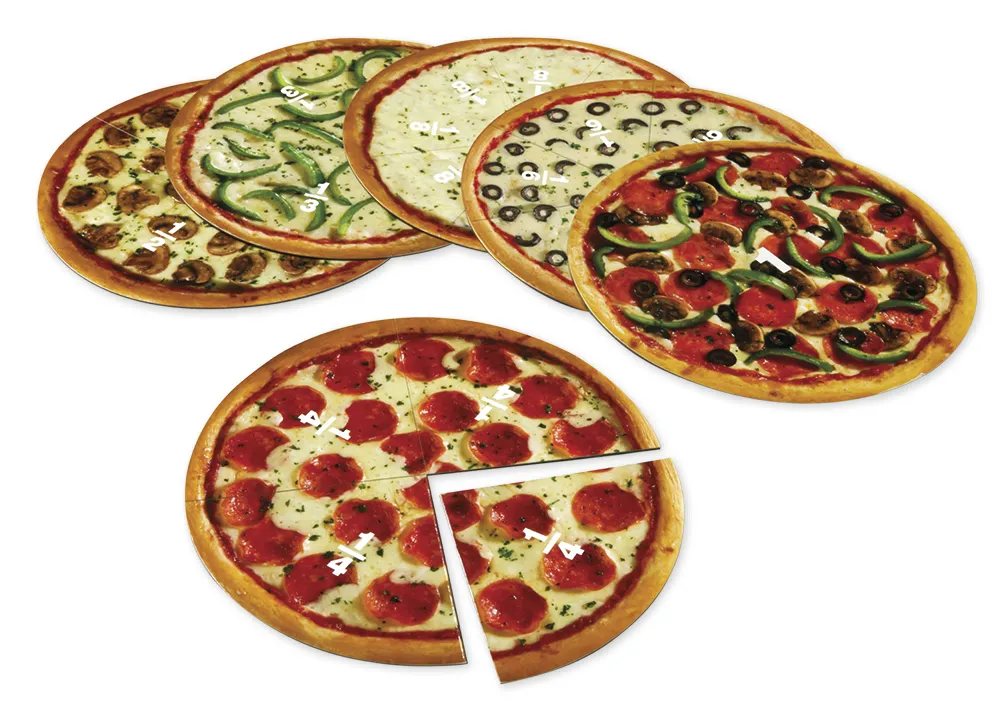 Demo-Bruchrechen-Kreise "Pizza", 200 mm ø, magnetisch, 24-tlg.