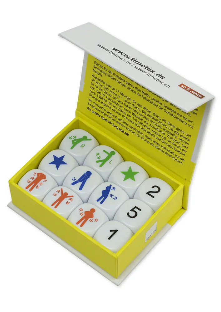 Juego de dados "Movimiento", 12 uds. 20 mm en caja
