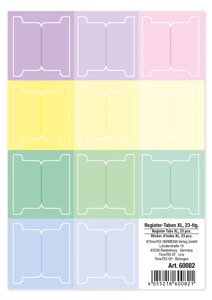 TimeTEX Register-Taben XL 23-tlg., selbstklebend, aus Karton-Papier