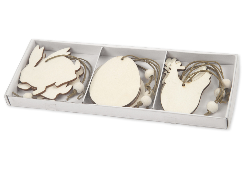 Osterschmuck aus Holz, 9-tlg.