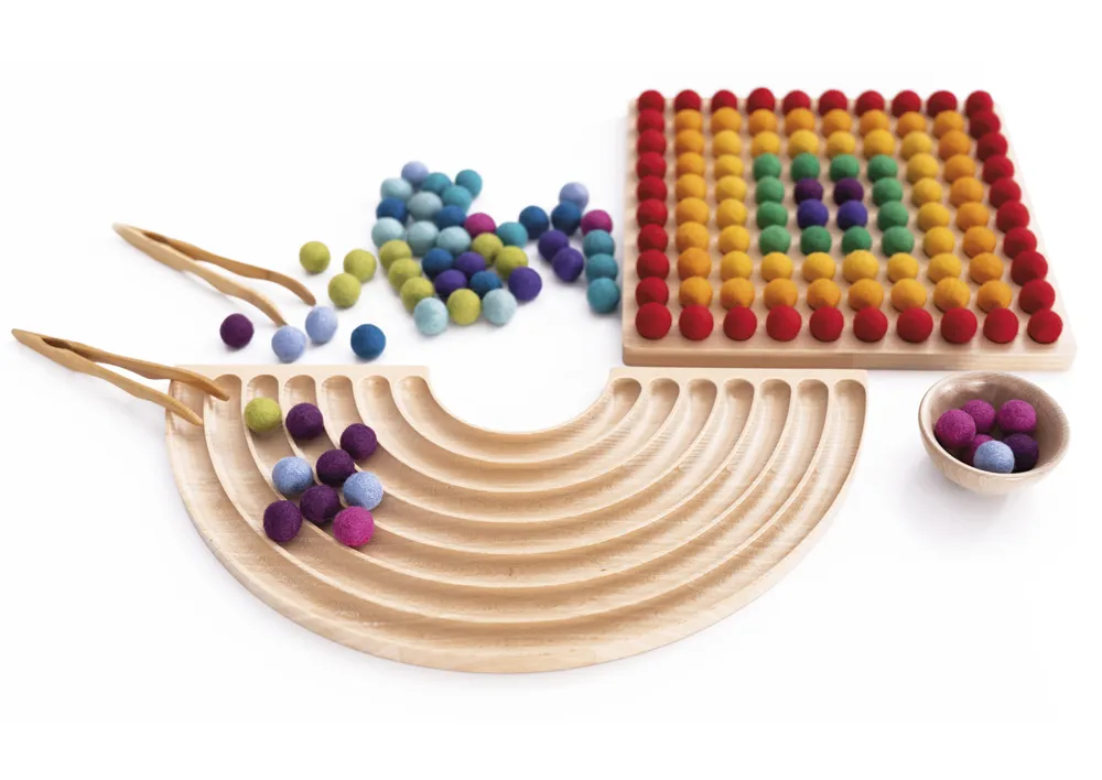 Regenbogen-Brett aus Holz, 45x22 cm