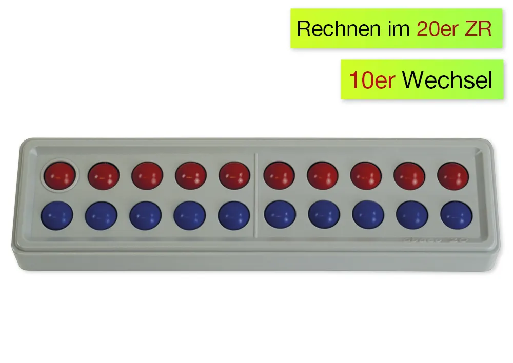 Abaco 20 ohne Zahlen, rot-blau, Zähl- und Rechenrahmen