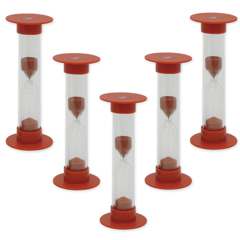 Reloj de Arena 5 Piezas, 10 cm Alto, 2,5 cm ø (1 Unidad de Tiempo)