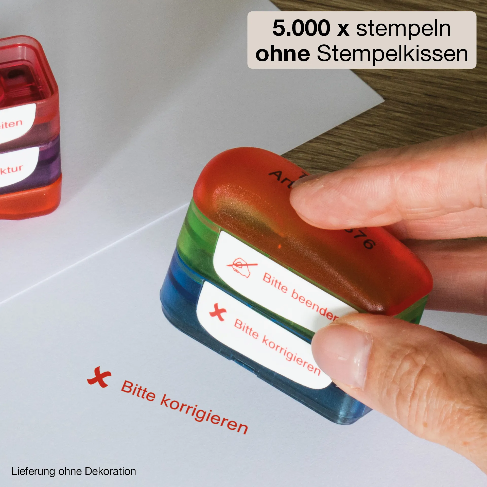 Siebdruck-Stempel "Perpetuum" 4 in 1, "Bitte beenden"