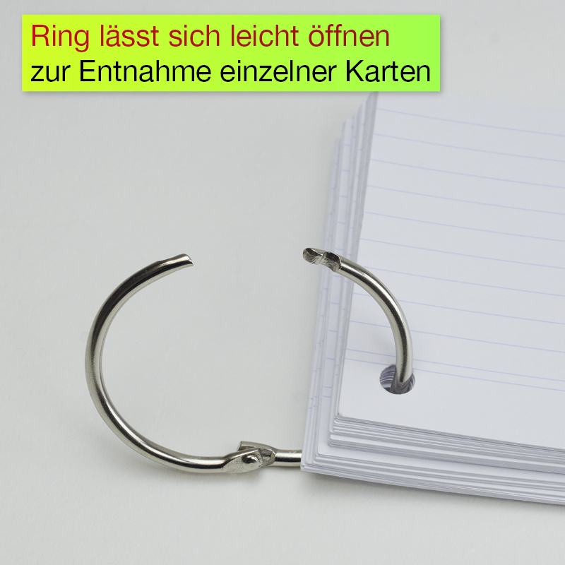 Karteikarten A7 „Mobil“, mit Ring, liniert, 50 Stück