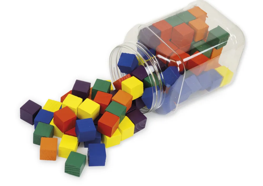 Soma-Holz-Würfel L, farbig, 102-tlg. in Dose
