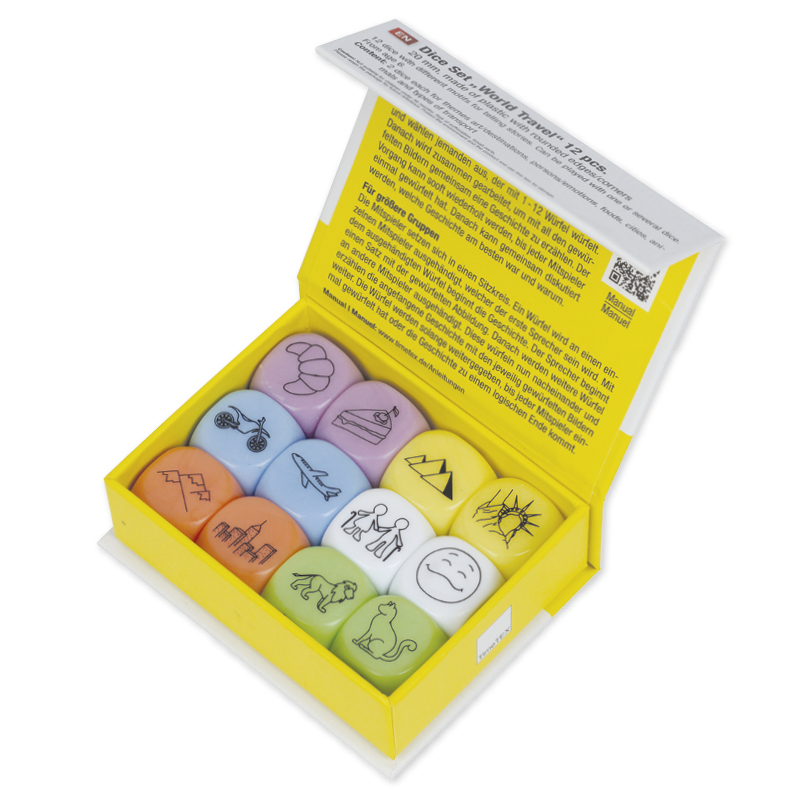 Jeu de dés Voyages, 12 pièces, 20 mm 
