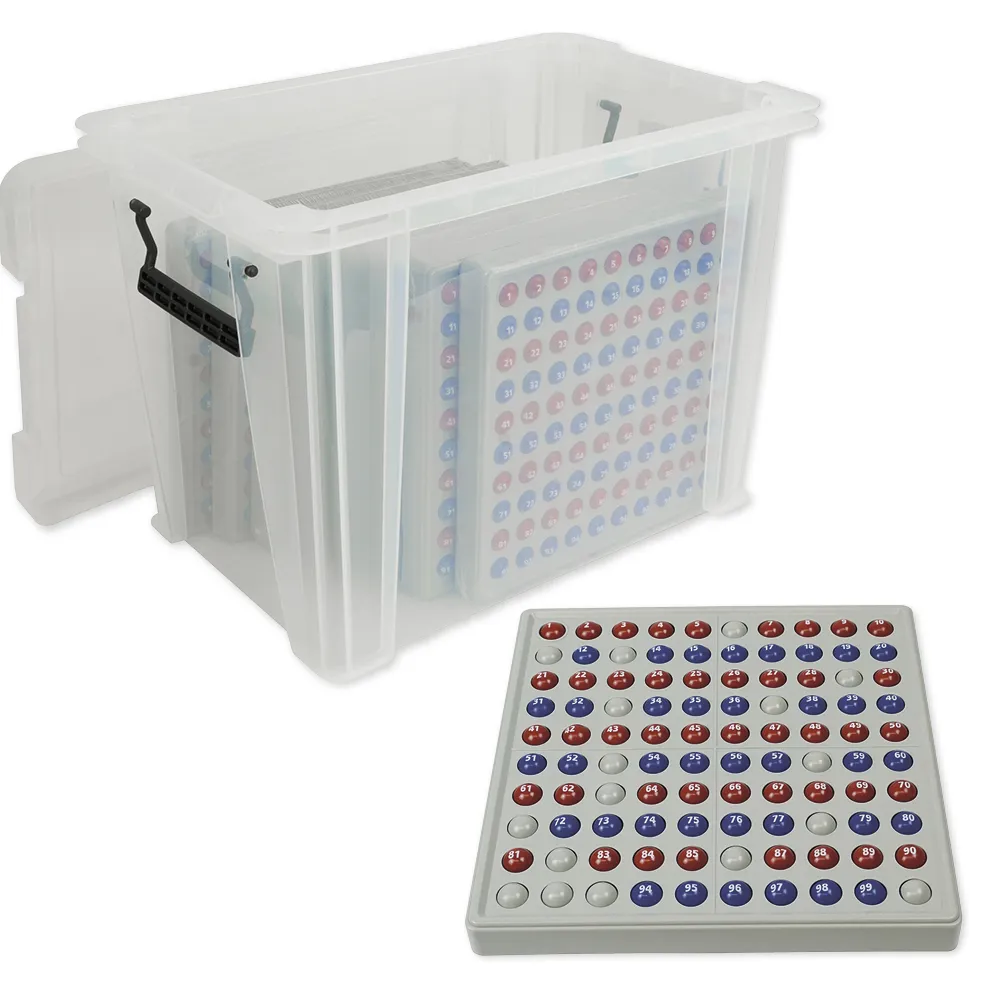 Klassensatz ABACO für 100-er Zahlenraum, rot-blau, mit Zahlen, 8-tlg., in Box