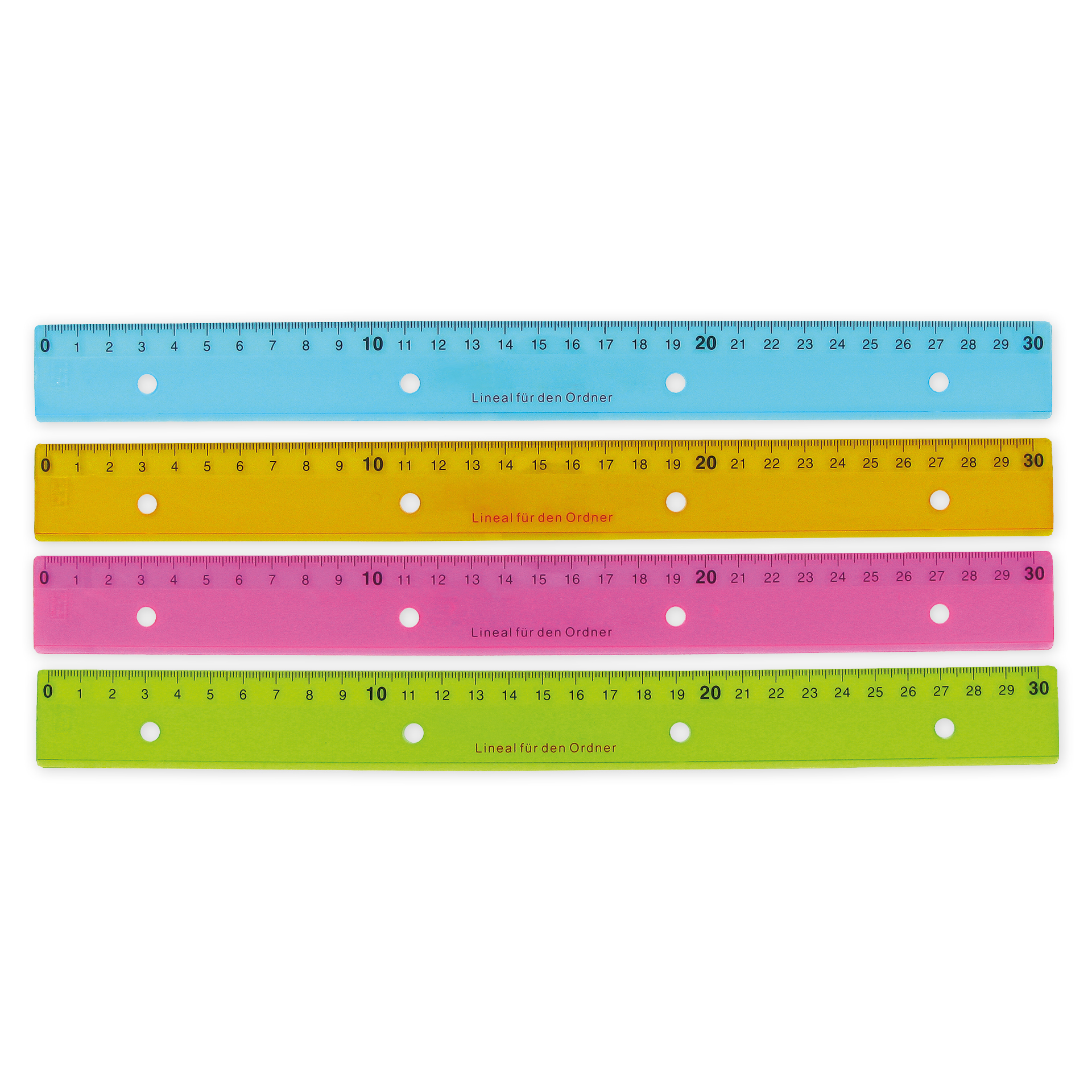 Lineal zum Abheften, 30cm, mit 4fach-Lochung