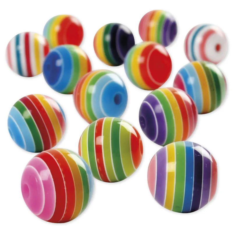 Kunststoff-Perlen gestreift, 12 mm ø, ca. 530 Stück