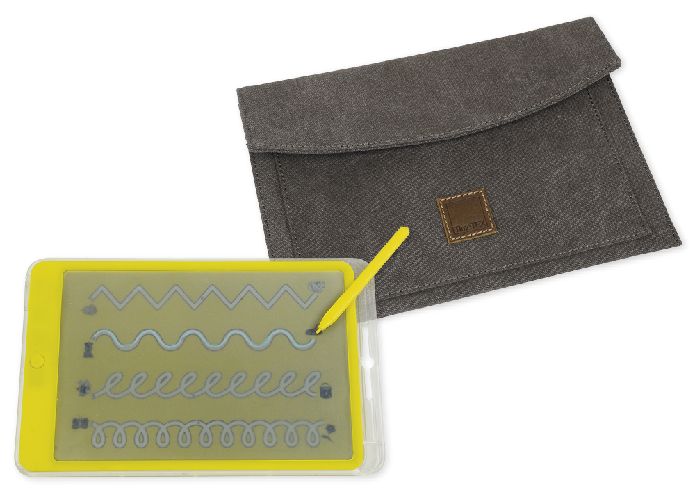 TimeTEX Digitale Schiefertafel TD "A4-XS", transparentes Display, mit Canvas-Hülle