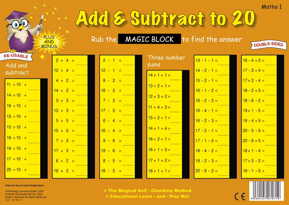 TimeTEX Zaubertafel "Mathematik" Englisch Zahlenraum bis 20