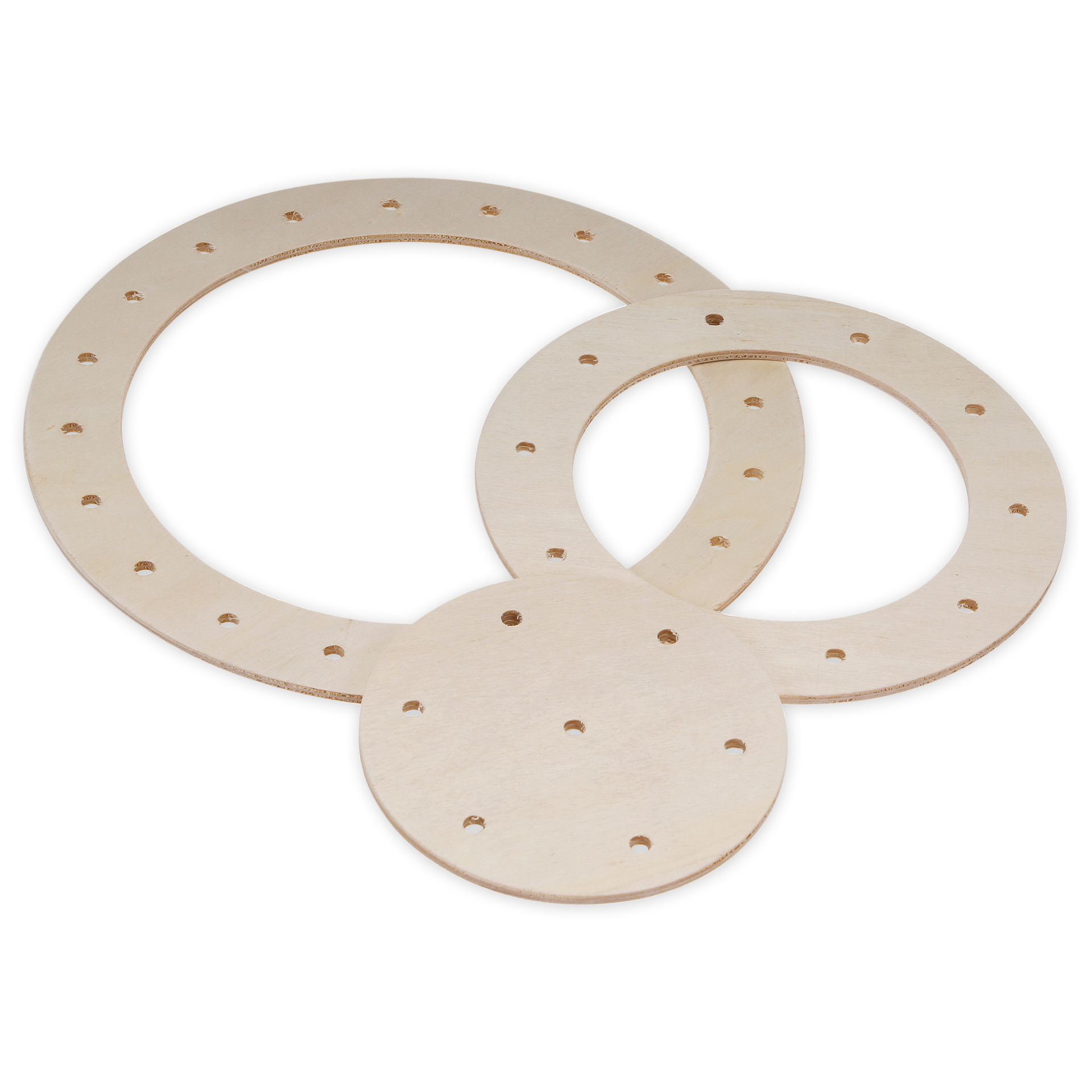 Fädelringe aus Holz, 9 Stück