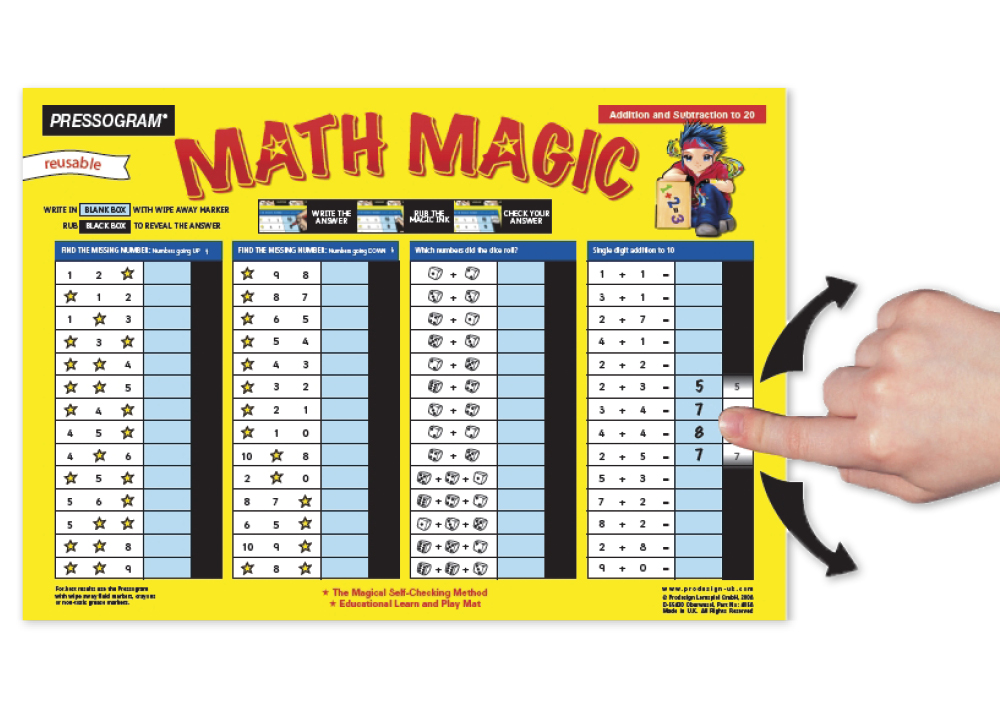 TimeTEX magisk tavle "Mathematics" Engelsk aritmetik op til 20