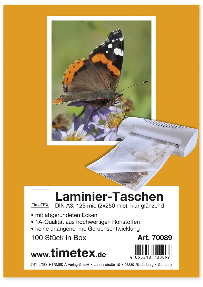 Laminier-Taschen A3 2x125 mic glänzend, 100 Stück