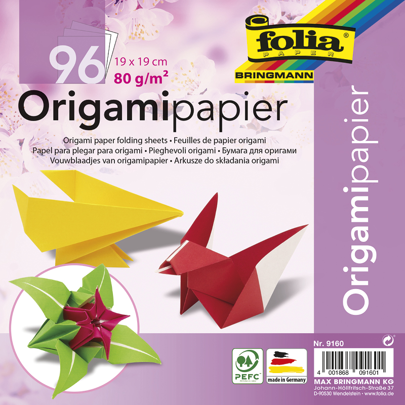 Faltblätter aus Origamipapier 19x19 cm, 96 Blatt