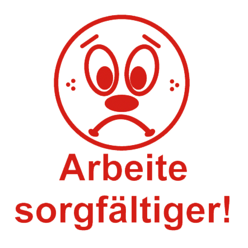 Trykpude stempel "Perpetuum", "Ansigt - Arbeite sorgfältiger!"