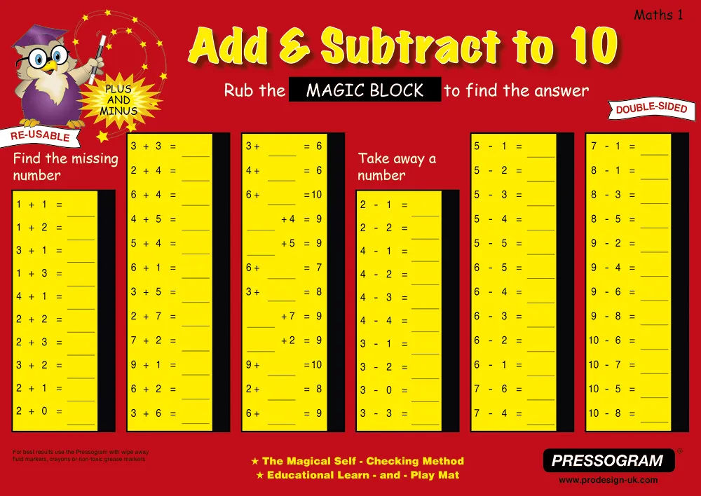 TimeTEX Zaubertafel "Mathematik" Englisch Zahlenraum bis 20