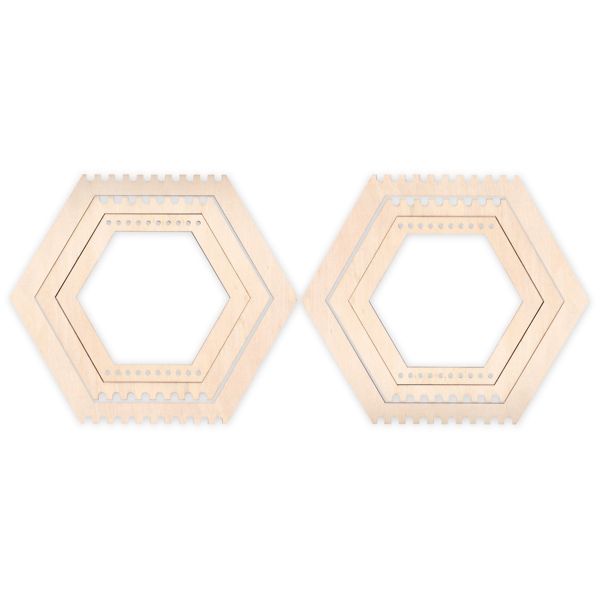 Web- und Fädelwaben aus Holz, 8 Stück