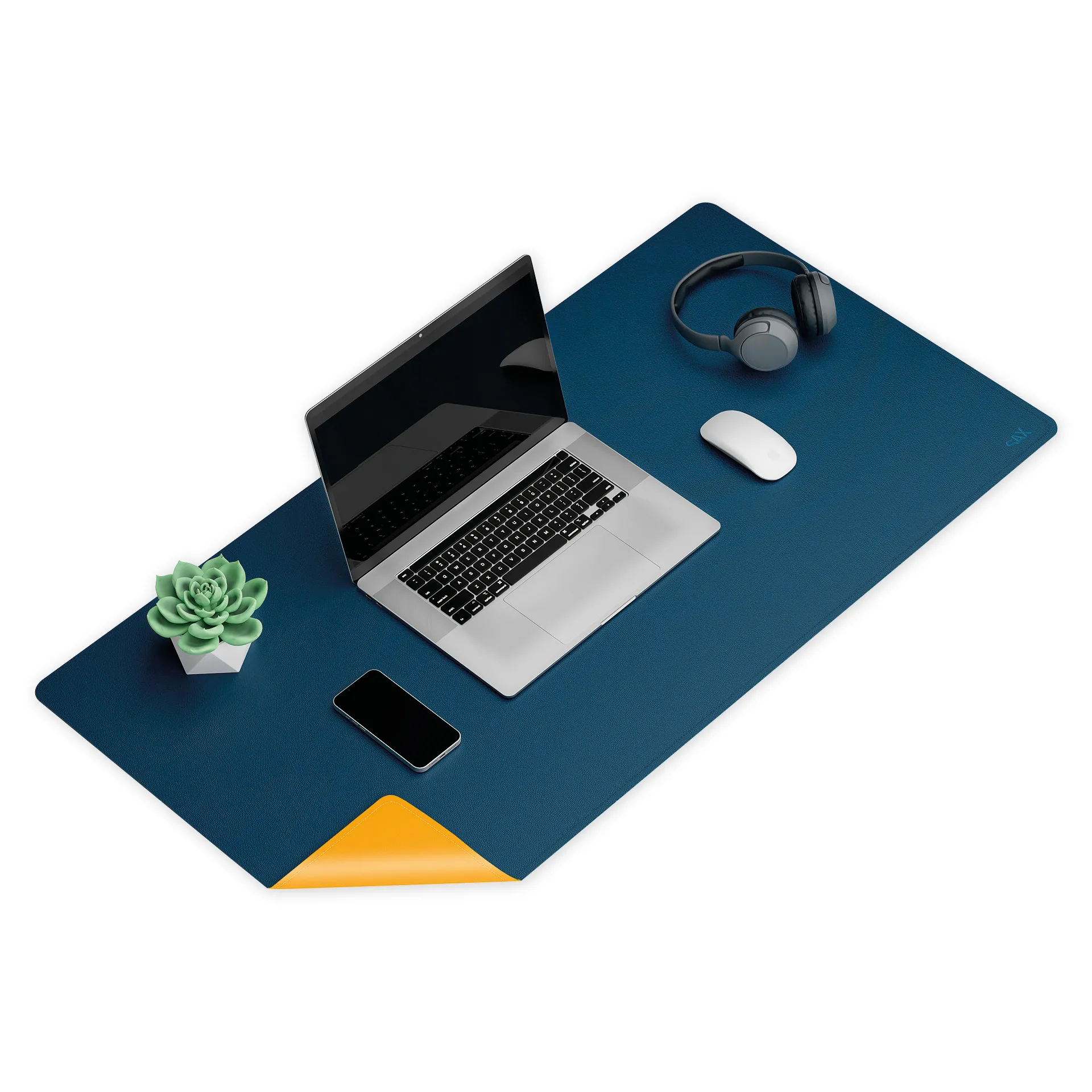 Schreibtisch-Unterlage zweifarbig, 90x45 cm, blau/gelb