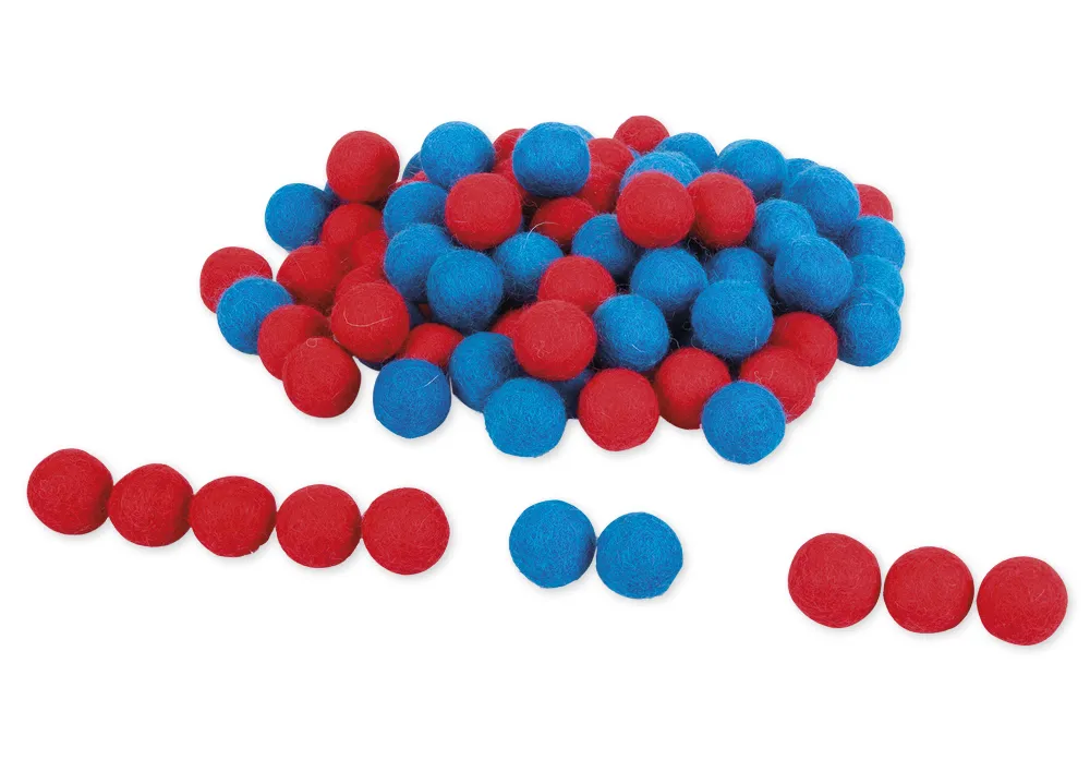 Filzkugeln rot/blau, 100-tlg.