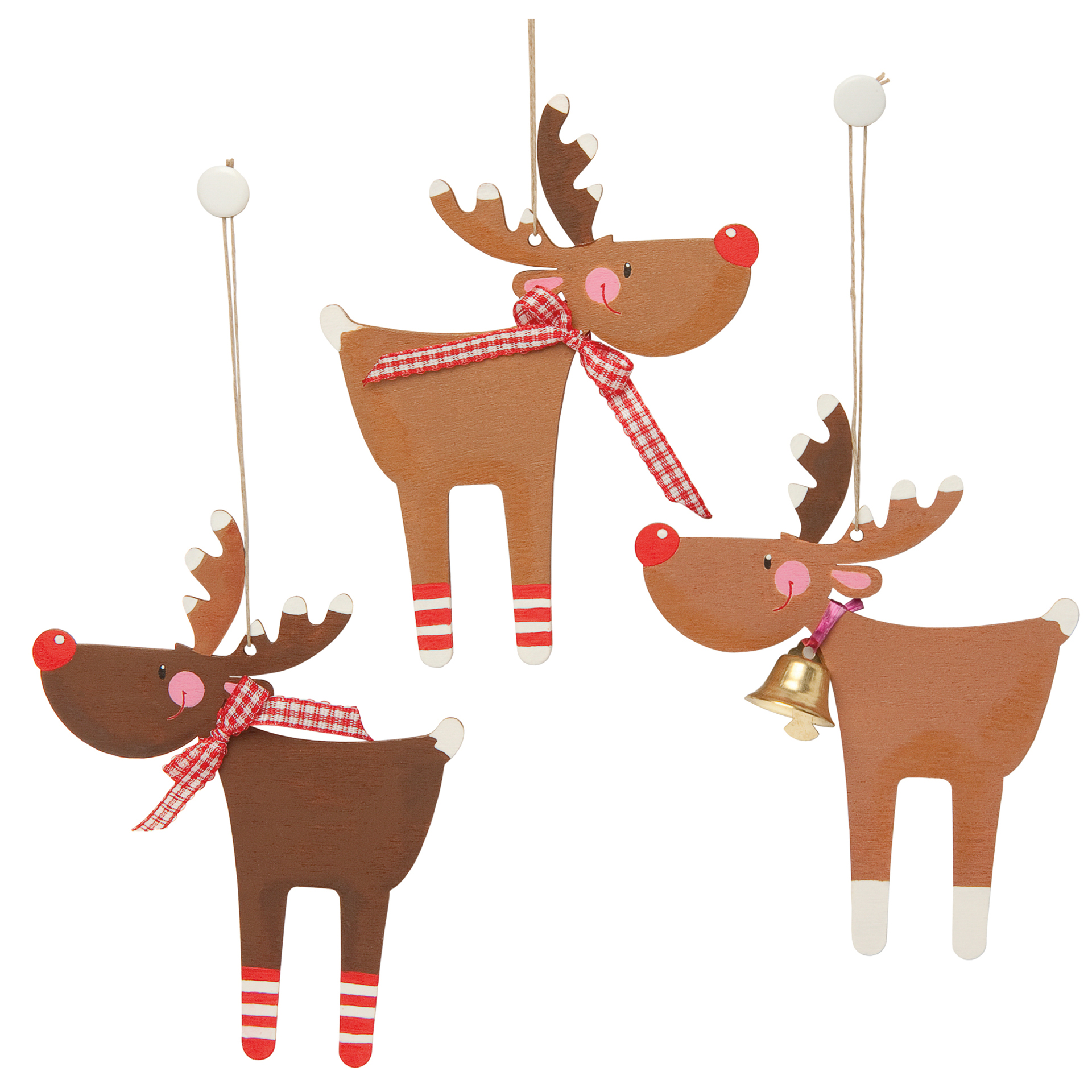 TimeTEX Holzanhänger "Rentier Rudi", 6 Stück