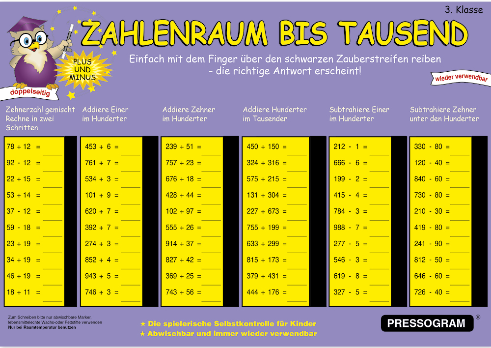 TimeTEX Zaubertafel "Mathematik" Zahlenraum bis 1000