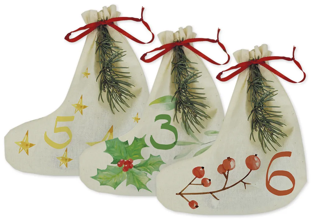 Baumwoll-Stiefel für Adventskalender, 24 Stück