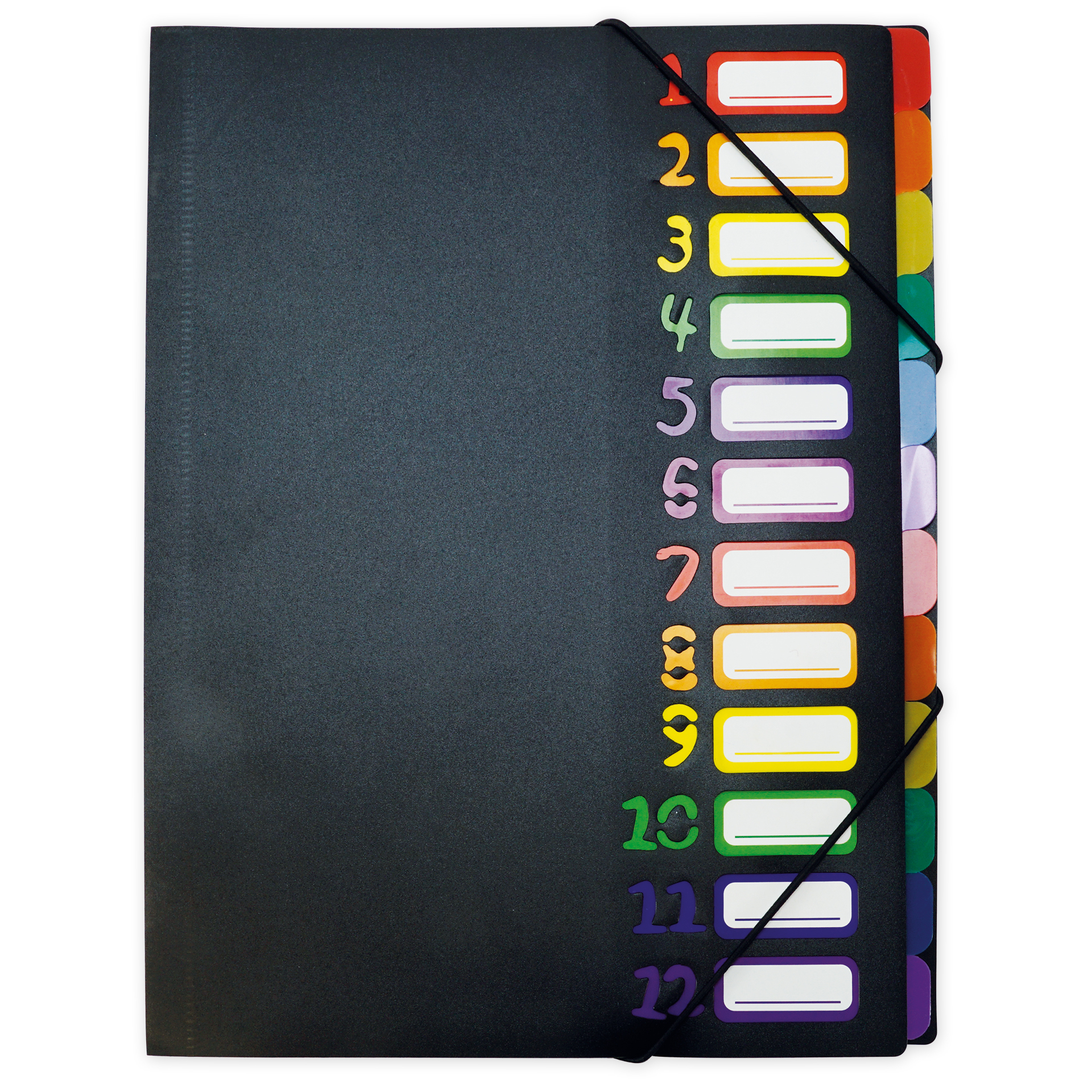 TimeTEX Tisch-Fächermappe 1-12 A4, farbig mit Verschlussgummi