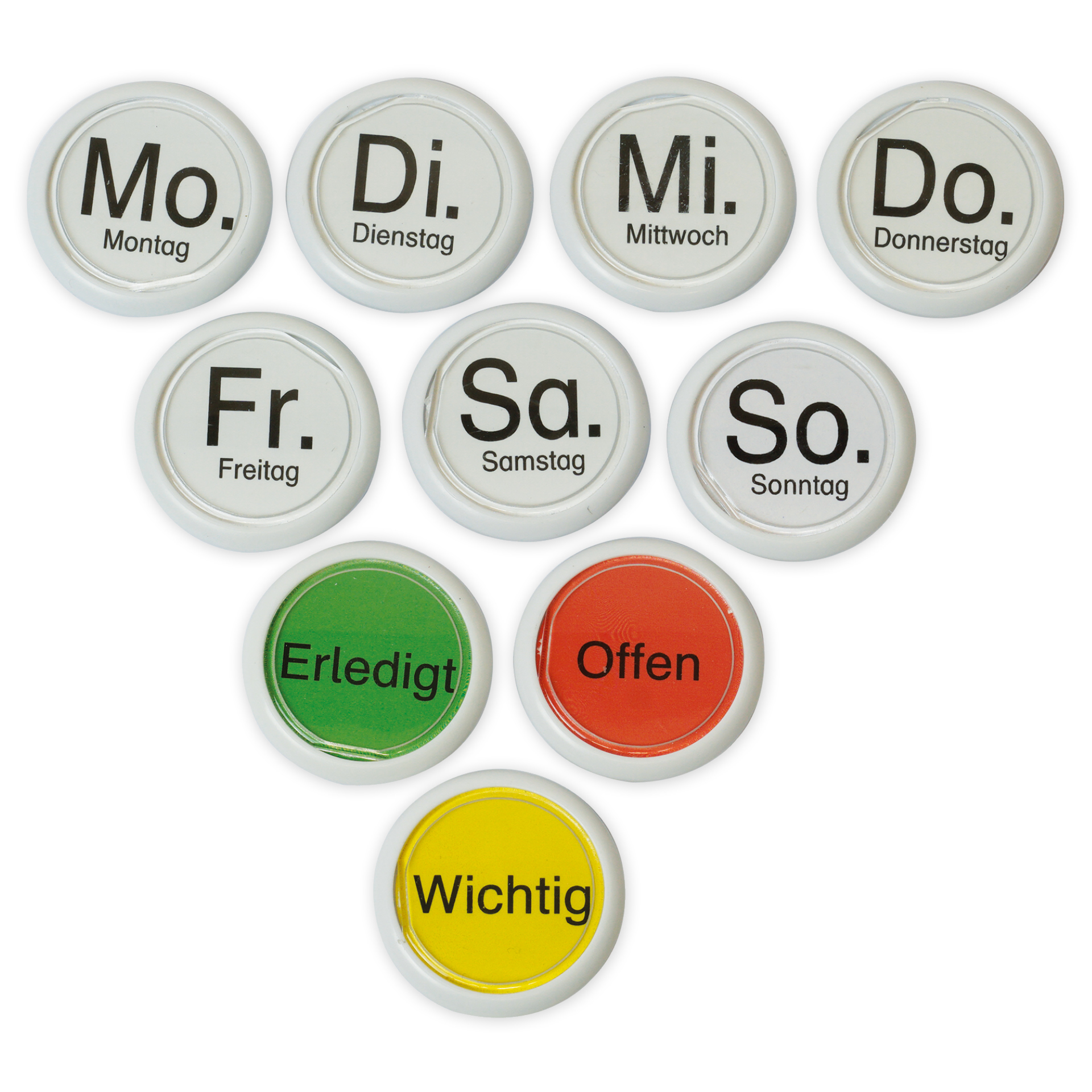 Vecka dag magneter 10 st. i låda