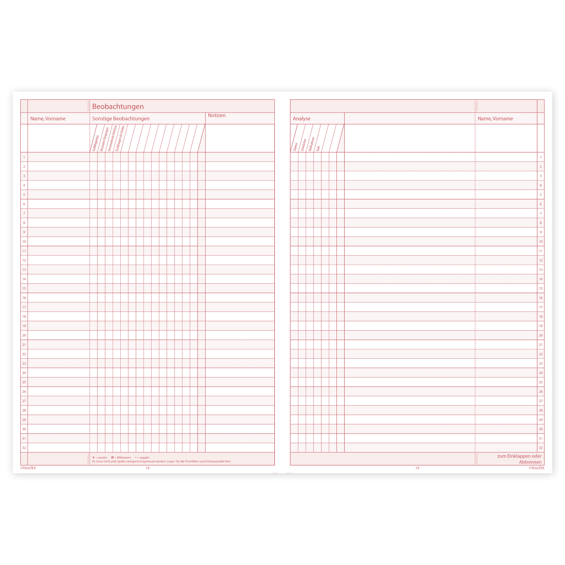 TimeTEX Heft Klassen-Beobachtung A4, 64 Seiten