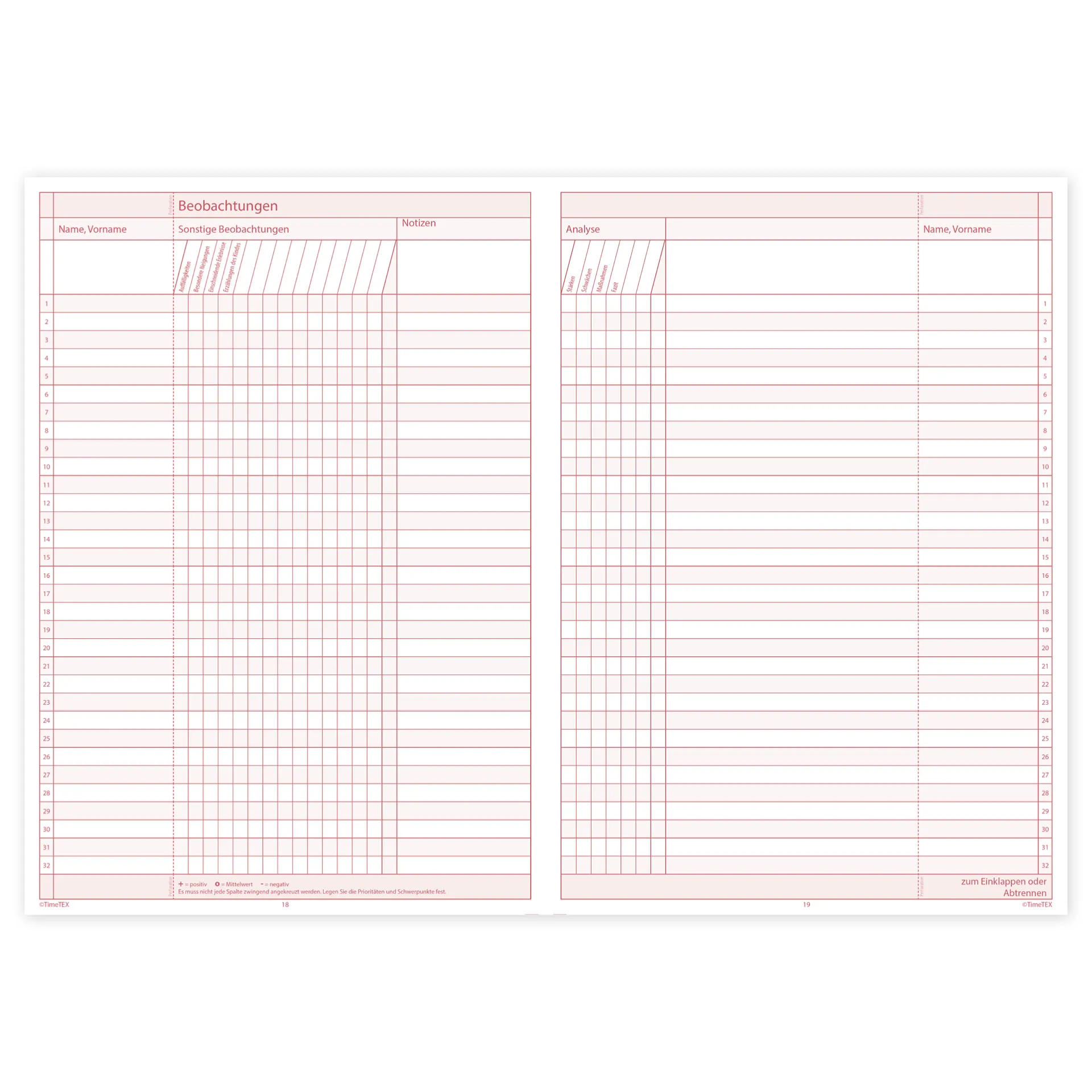 TimeTEX Heft Klassen-Beobachtung A4, 64 Seiten