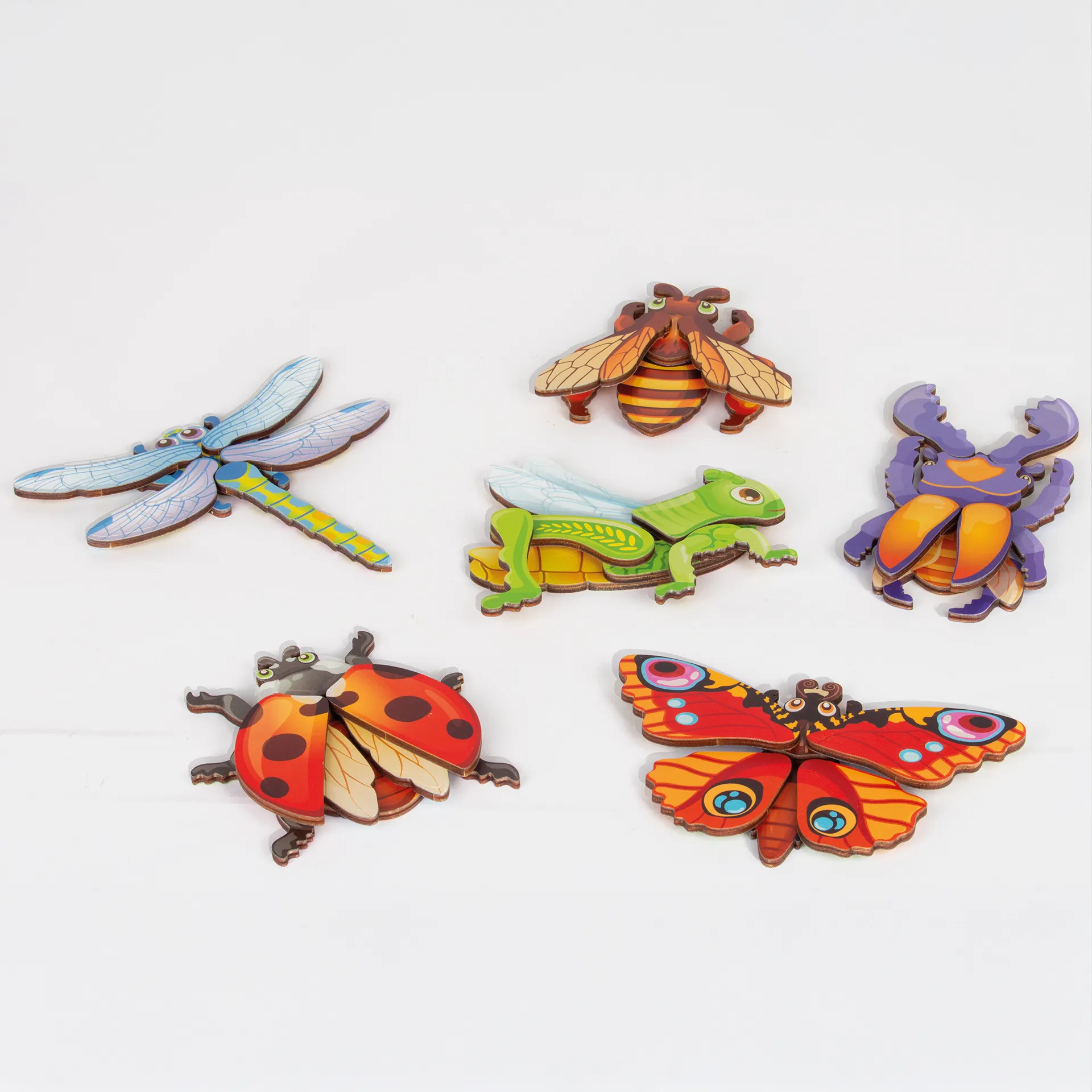 Magnet-Puzzle "Insekten" aus Holz, 45-tlg.