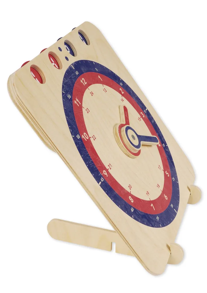 Demo-Lernuhr 1-24 analog/digital, manuell, aus Holz