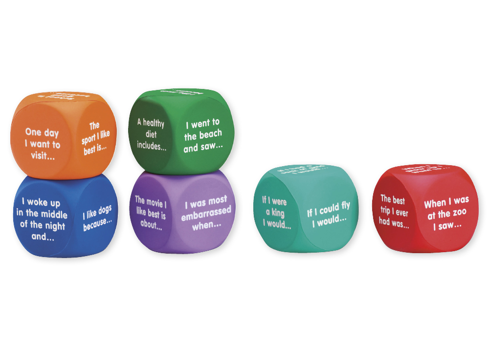 TimeTEX Set Flüster-Würfel 6-tlg. Englisch "Geschichten", 4 cm