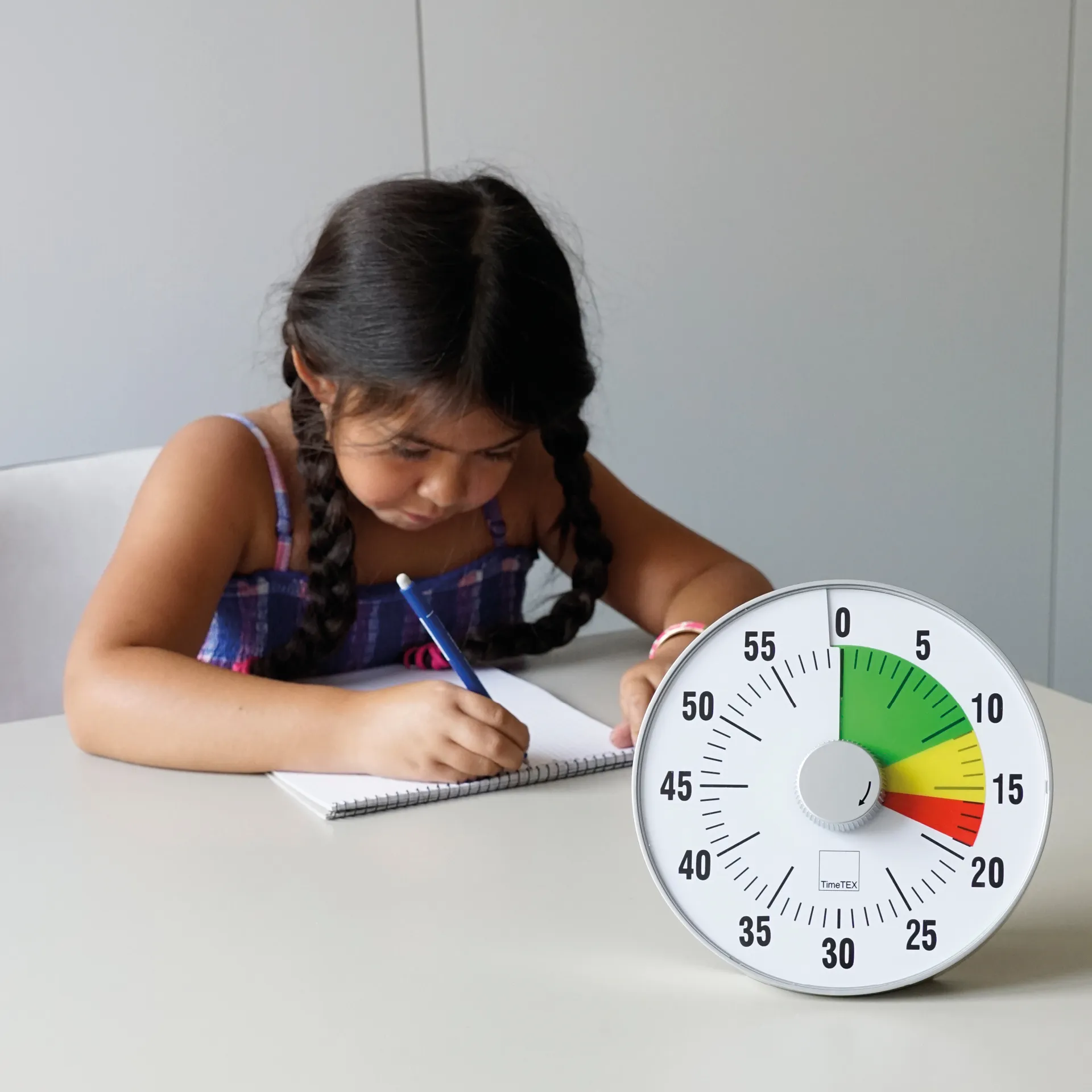 Timer silencieux TimeTex, Taille L, 19 cm Ø, cadran argent et disque tricolore