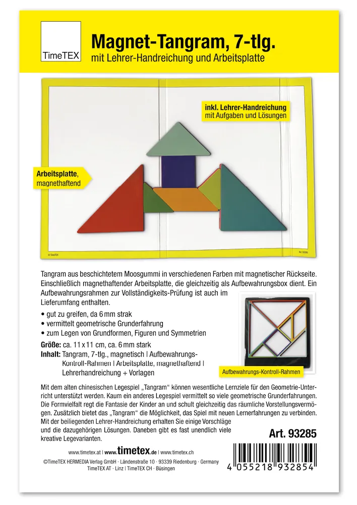Magnetisk Tangram 11 x 11 cm, 7 delar