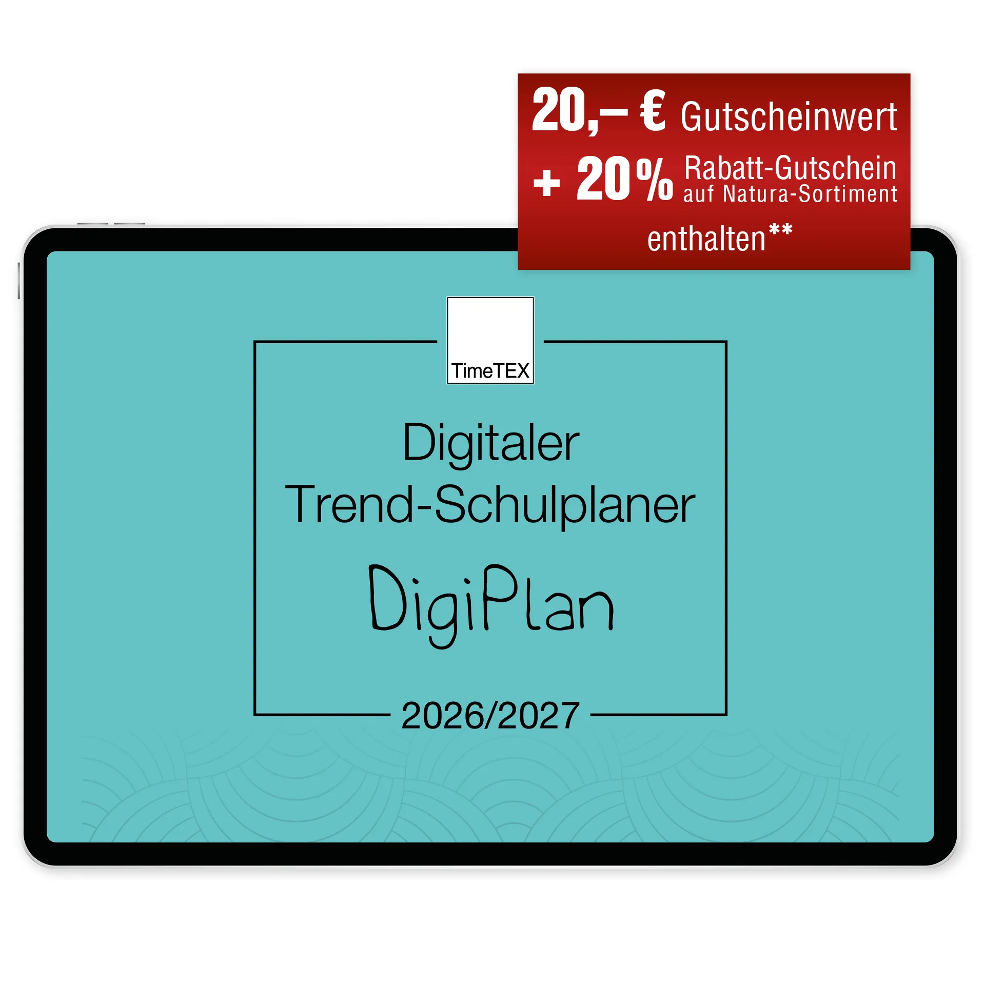 TimeTEX Digitaler Trend-Schulplaner DigiPlan 2026/2027, lagune