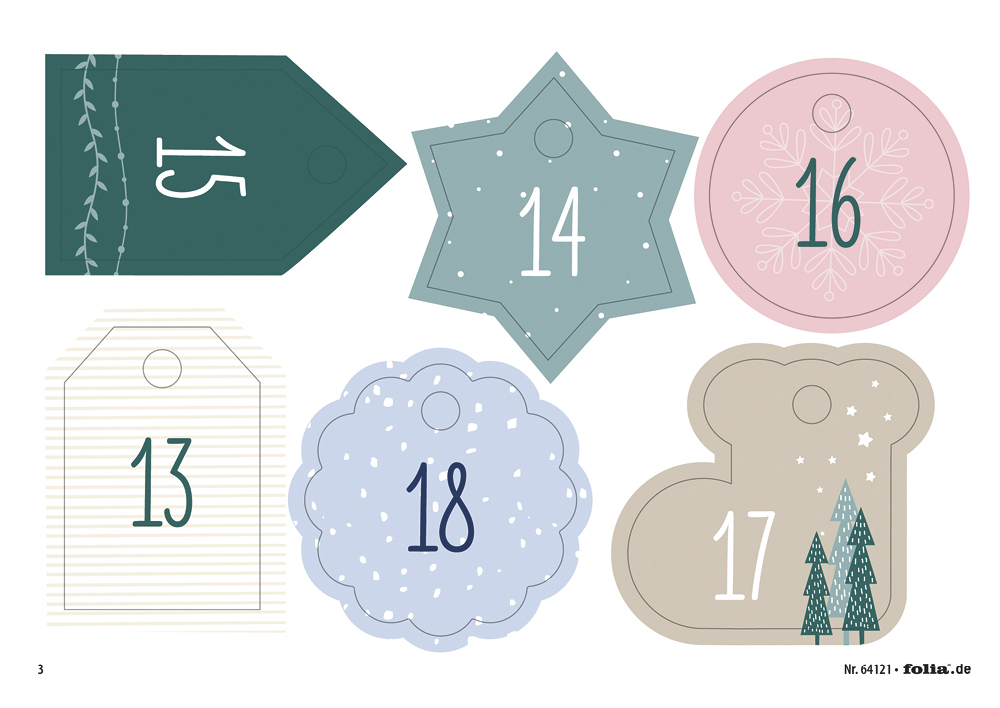 Bastelset "Adventskalender Basic", Stoffbeutel, 49-tlg.