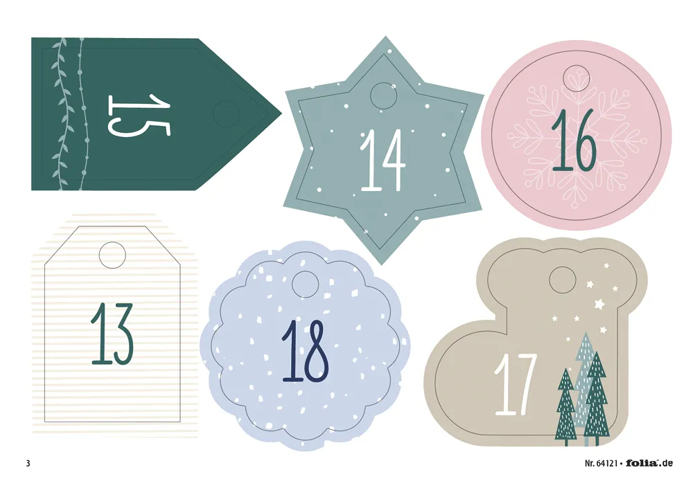 Bastelset "Adventskalender Basic", Stoffbeutel, 49-tlg.
