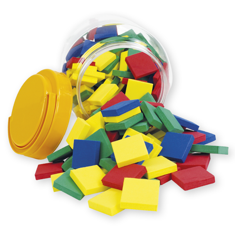 Flüster-Chips quadratisch, 200 Stück in Dose, farbig sortiert